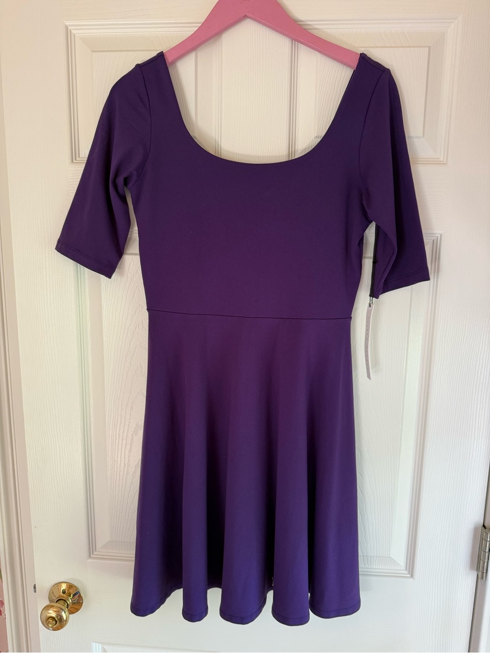 Susana Monaco Deep Purple Scoop-Neck Fit & Flare Dress